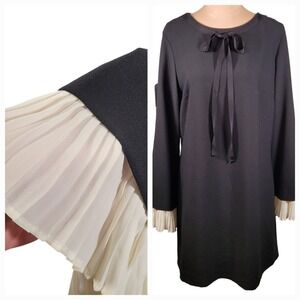 Nanette Nanette Lepore Black Crepe Shift Dress 14 Wednesday Addams Mod Witchy‎